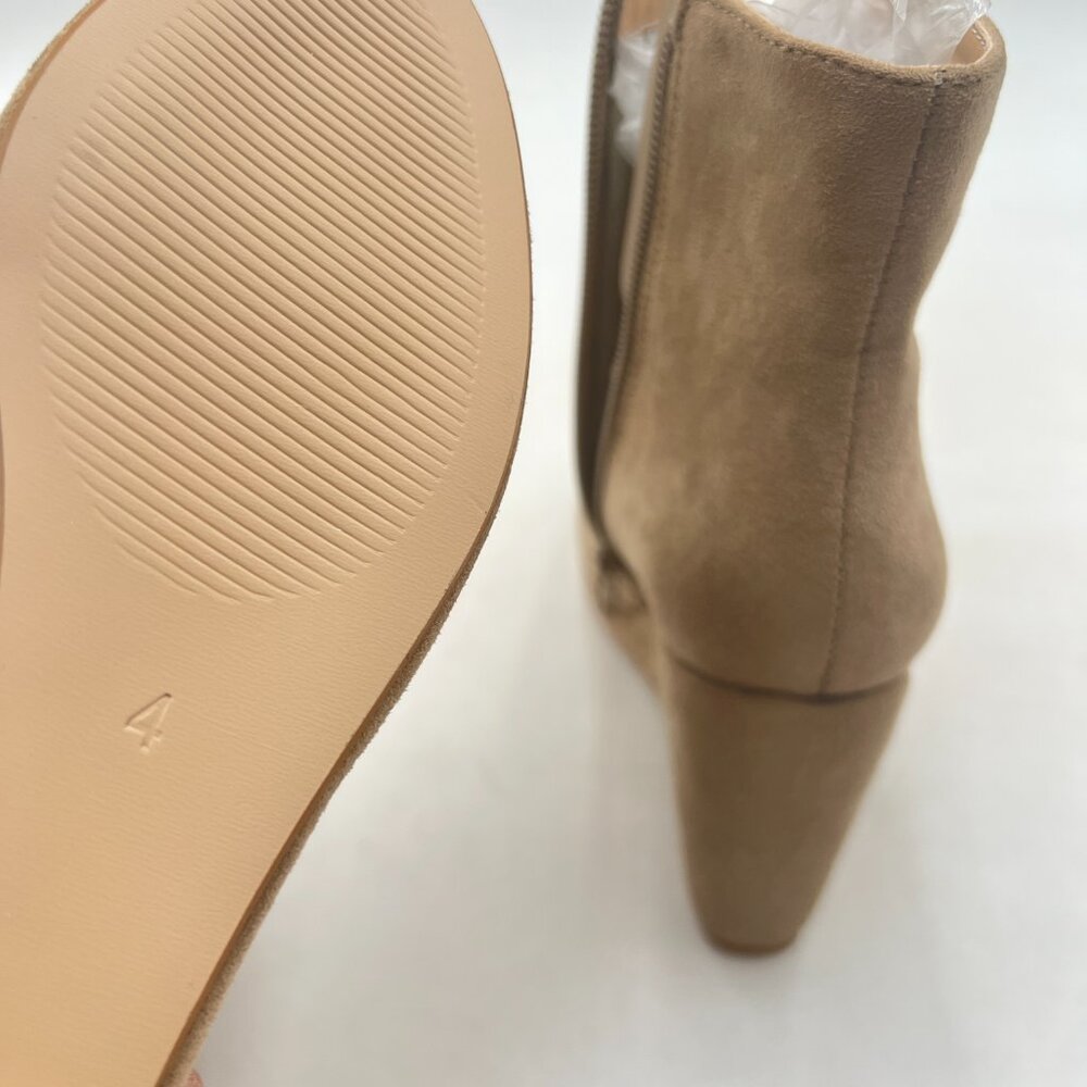 Beige Platform Rounded Toe Ankle Boots Side Zipper High Heel Wedge Short Boot - Picture 5 of 7